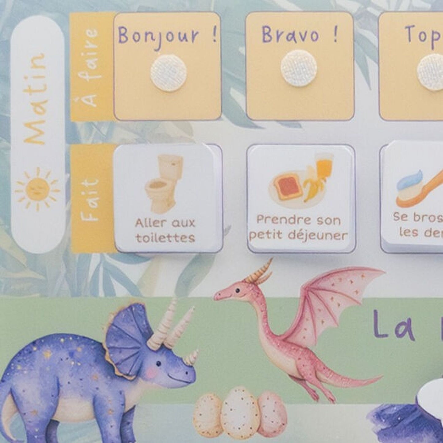 Tableau de routine pour enfants matin & soir - Dinosaures