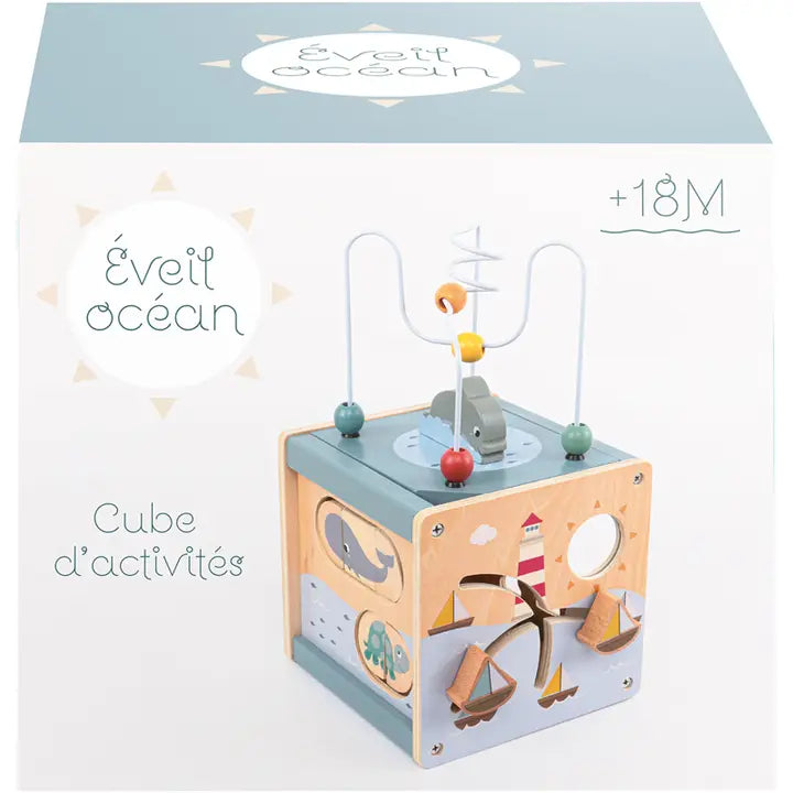 Cube d'activités en bois - 18 cm