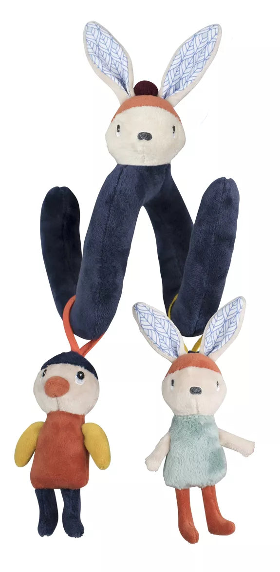 Spirale d'activités GABIN LAPIN. Papier bruissant, Grelot, Pouet.