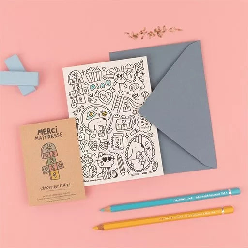 Carte à colorier - Merci Maîtresse