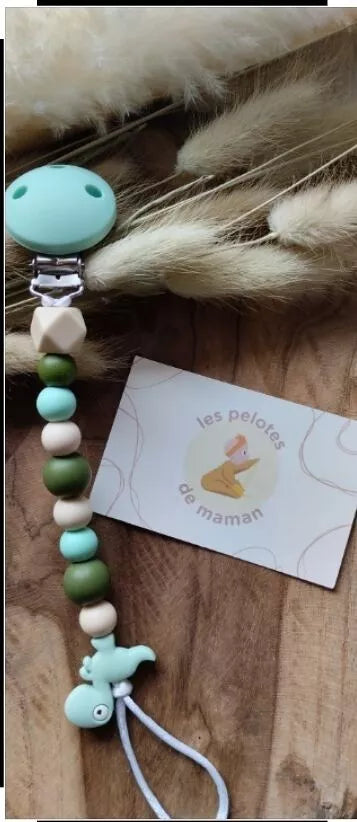 Attache tétine - Dinosaure vert