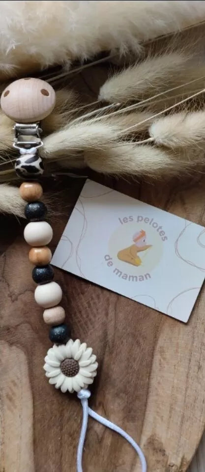 Attache sucette - Fleur léopard