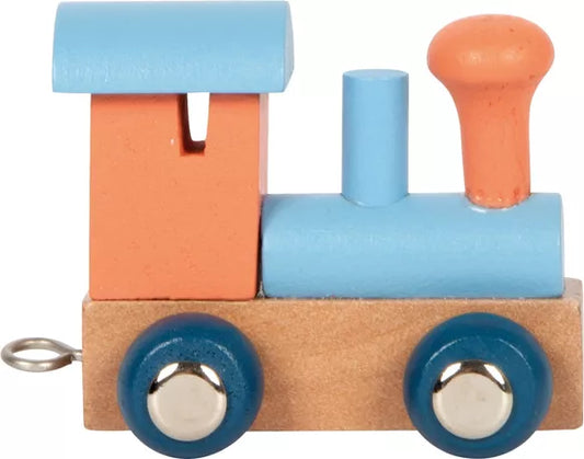 Train aux lettres Locomotive polaire saumon & bleu glacier