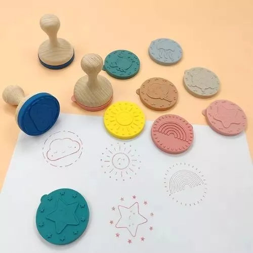 Jouet créatif - les tampons de la mer - bois et silicone - Multicolore