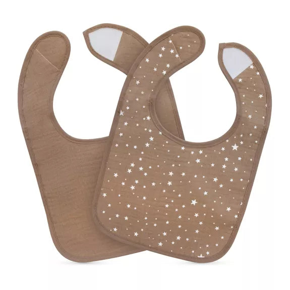 Bavoir en mousseline double épaisseur - Marron