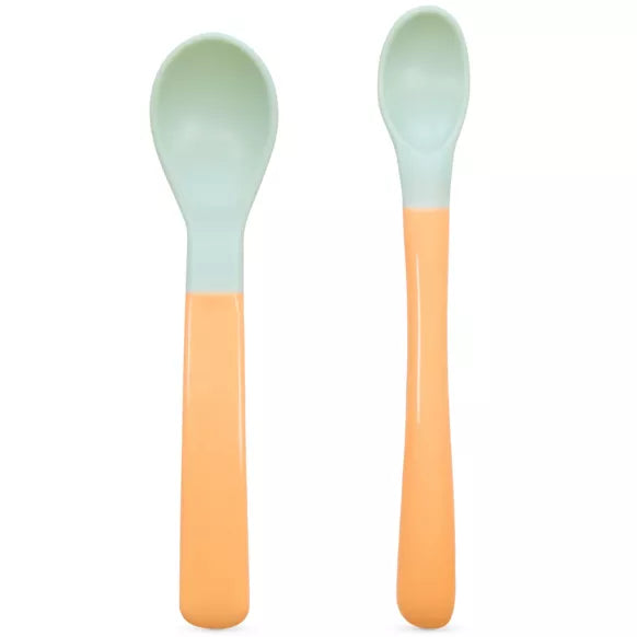 Lot de 2 cuillères à embout souple - Vert/Orange