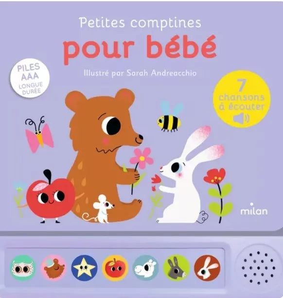 LIVRE SONORE ENFANT PETITES COMPTINES POUR BEBE