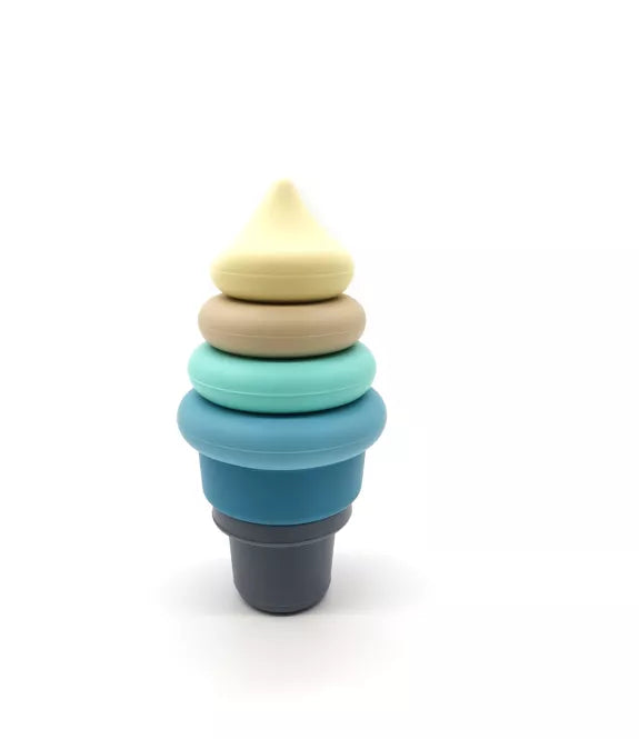 Jouet d'éveil Montessori - Glace empilable Silicone - Bleu