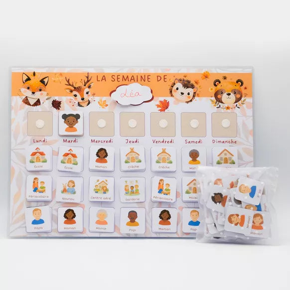 Semainier pour enfants, inspiré Montessori - Automne