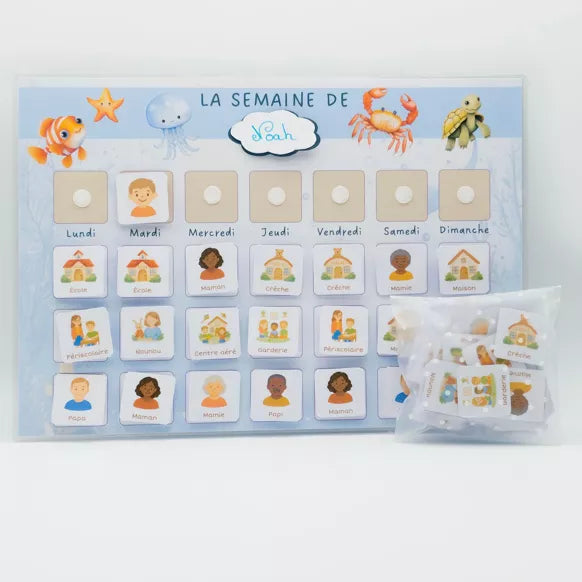 Semainier pour enfants, inspiré Montessori - Monde Marin