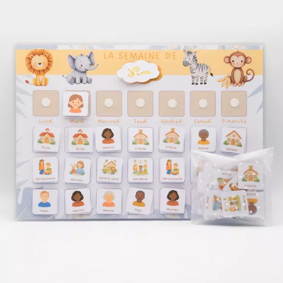 Semainier pour enfants, inspiré Montessori - Savane