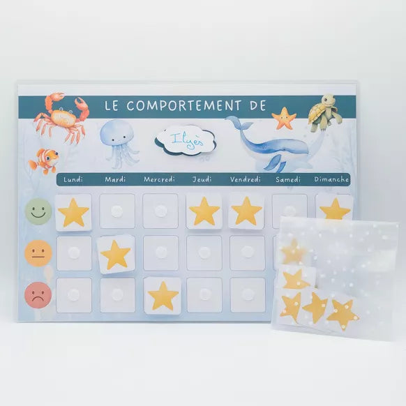 Tableau de motivation "Je me comporte bien" - Monde marin
