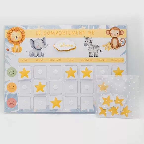Tableau de motivation "Je me comporte bien" - Savane