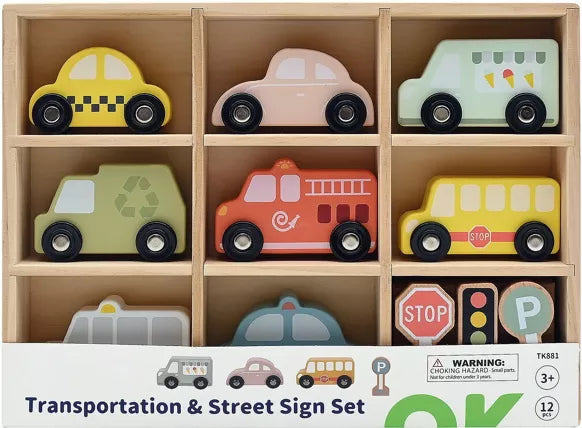 Set de 8 voitures en bois