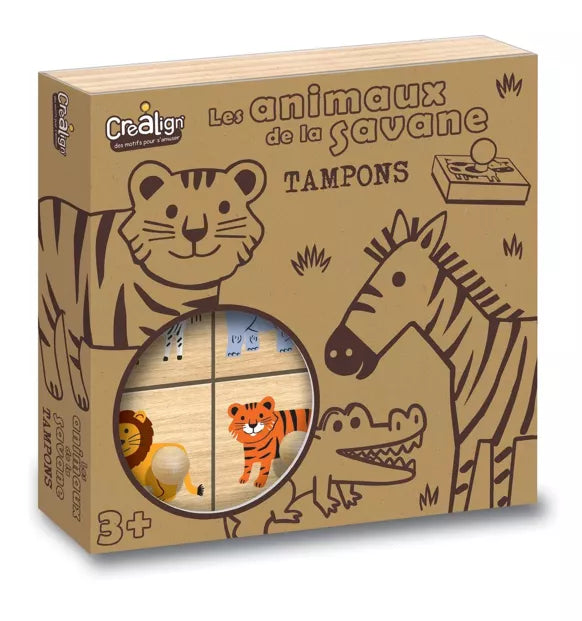 Tampons bois, "Animaux de la savane"