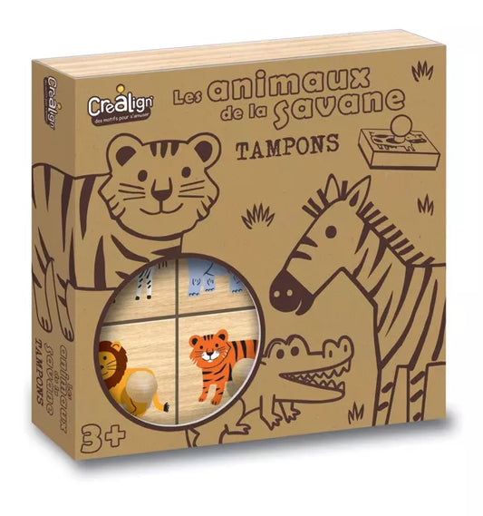 Tampons bois, "Animaux de la savane"