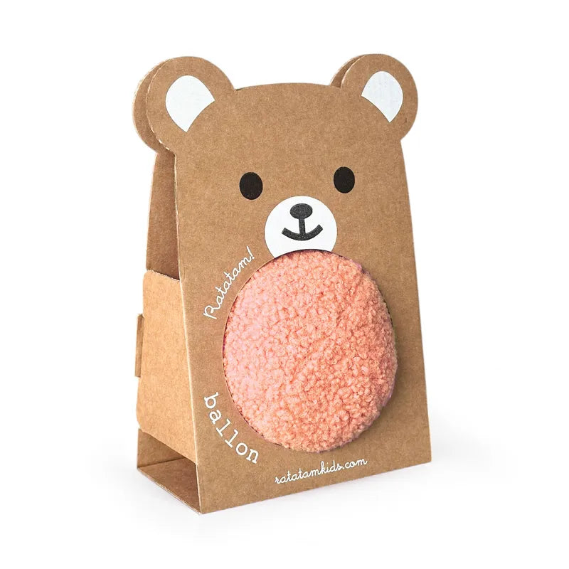 Balle ourson peluche - 12 cm / Corail