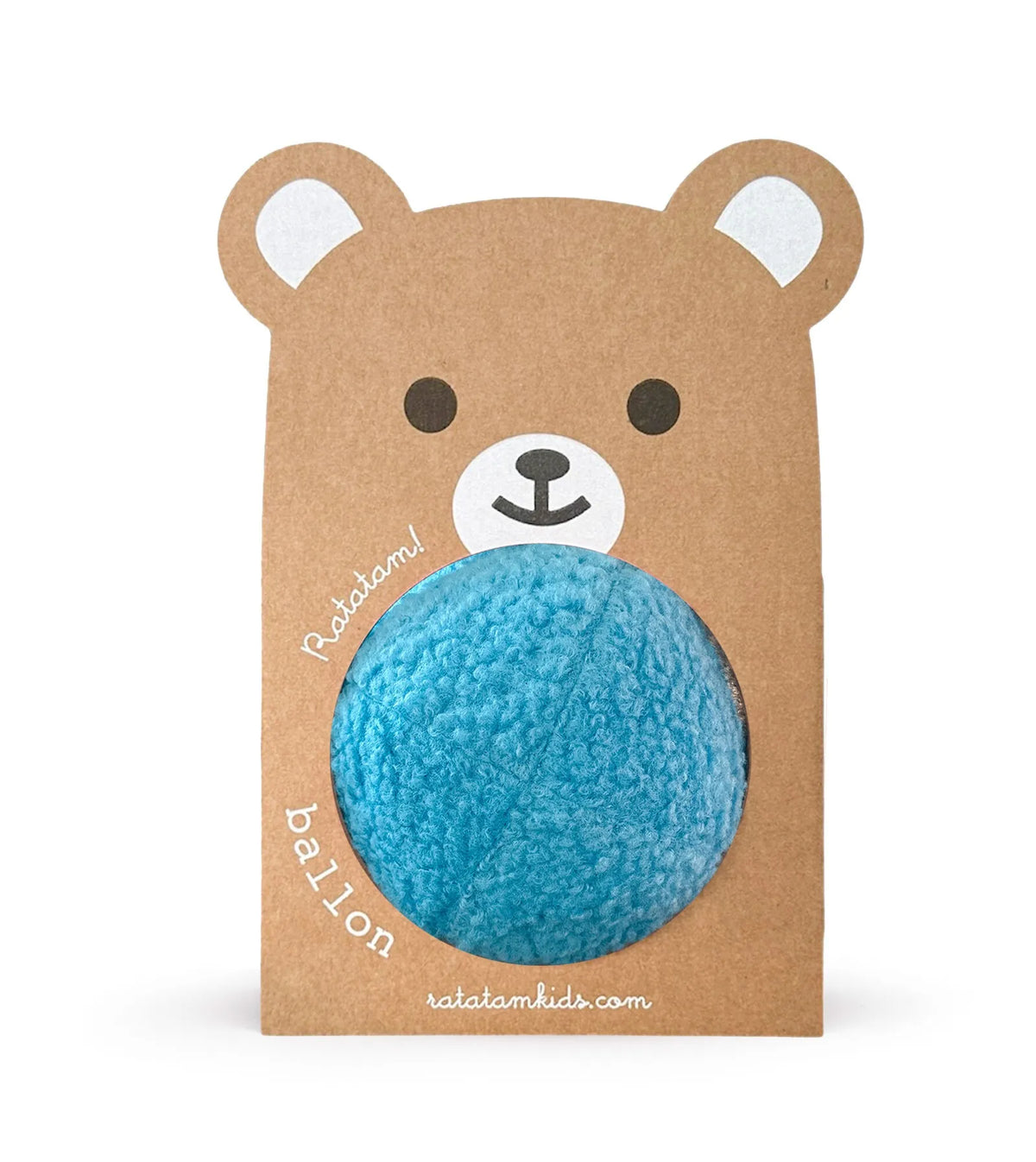 Balle ourson peluche - 12 cm / bleu