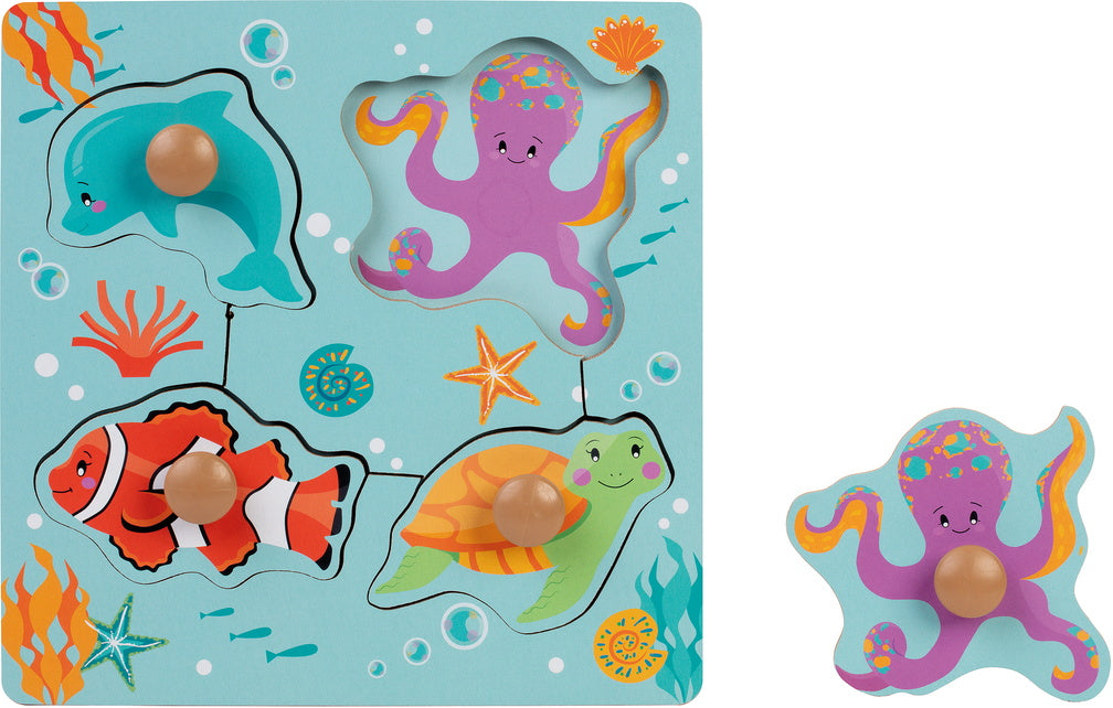 Puzzle 4 pièces en bois - Animaux Marin