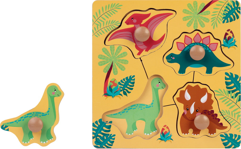 Puzzle 4 pièces en bois - Dinosaures