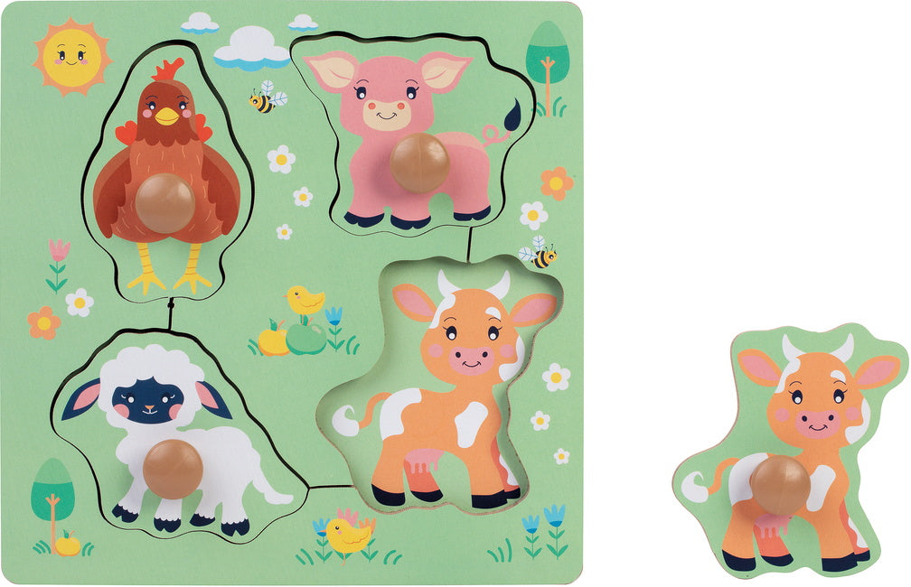 Puzzle 4 pièces en bois - Animaux de la Ferme