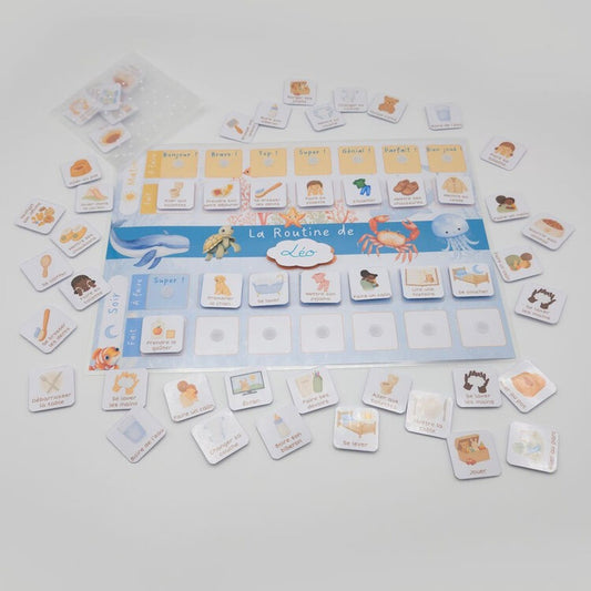 Tableau de routine pour enfants matin & soir - Animaux marins