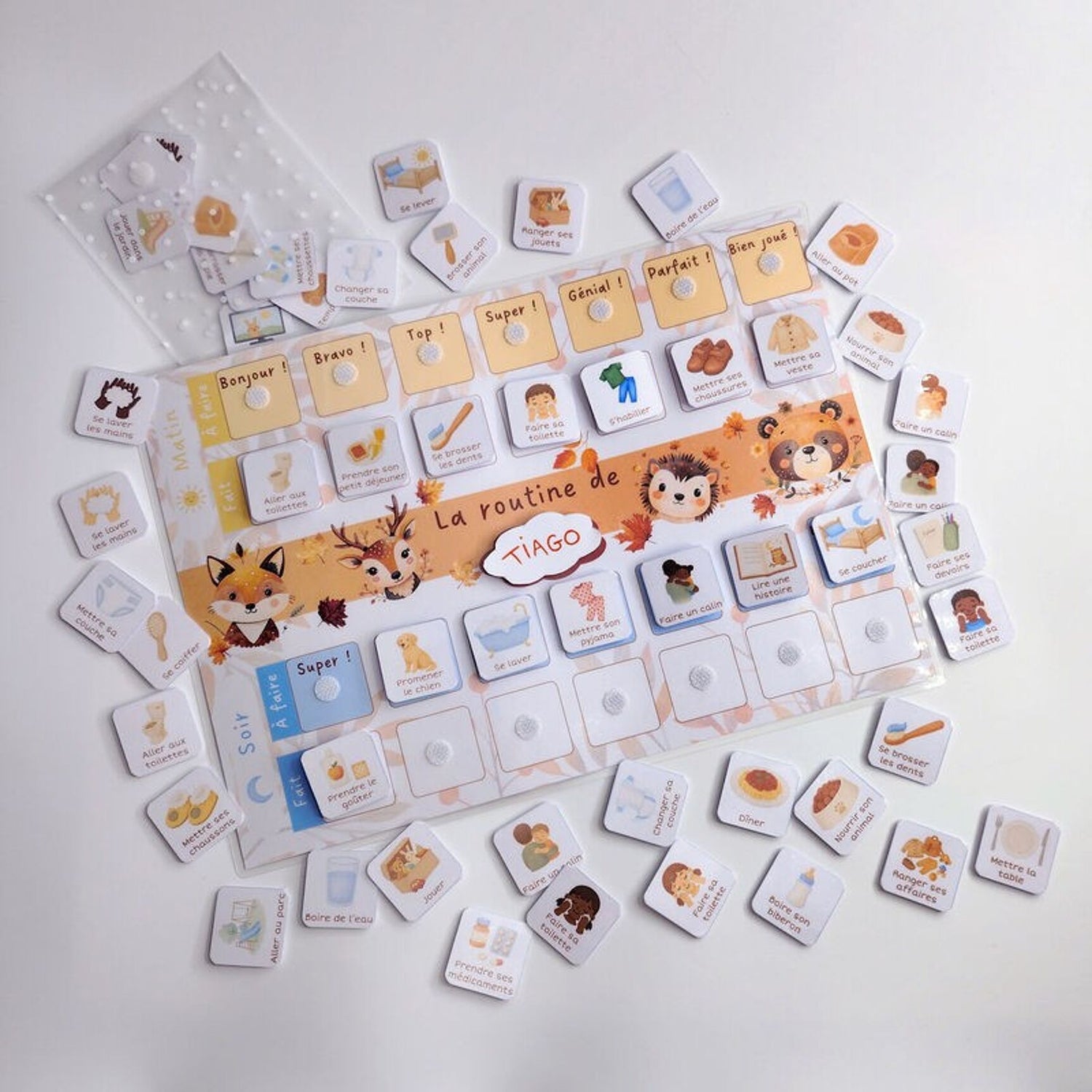 Tableau de routine pour enfants matin & soir - Automne