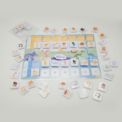 Tableau de routine pour enfants matin & soir - Dinosaures