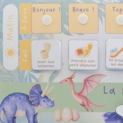Tableau de routine pour enfants matin & soir - Dinosaures