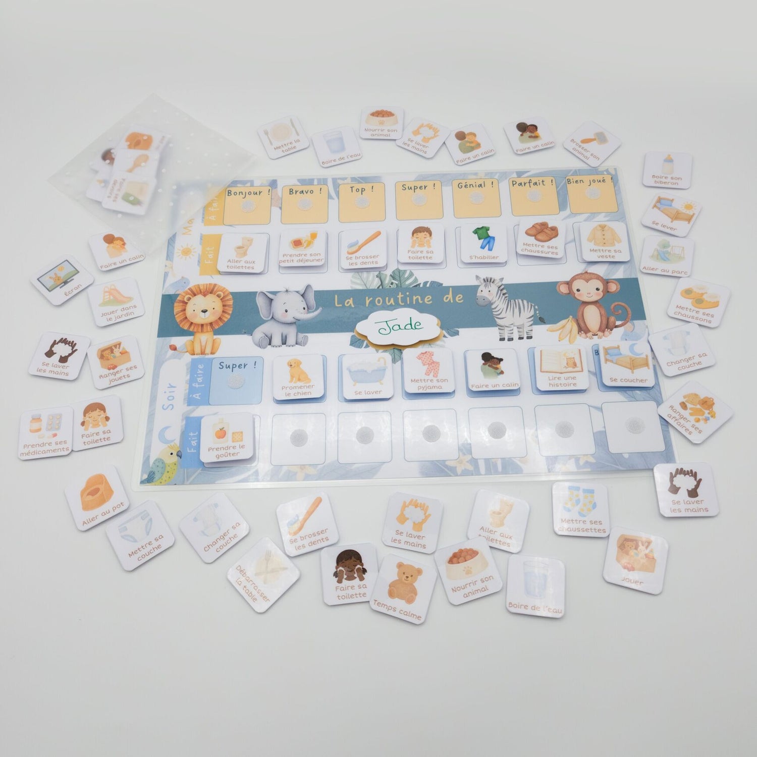 Tableau de routine pour enfants matin & soir - Savane