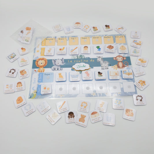 Tableau de routine pour enfants matin & soir - Savane