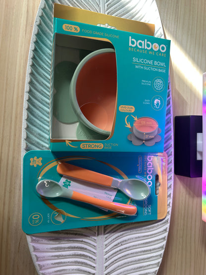 Lot : Bol ventouse + Cuillère Orange