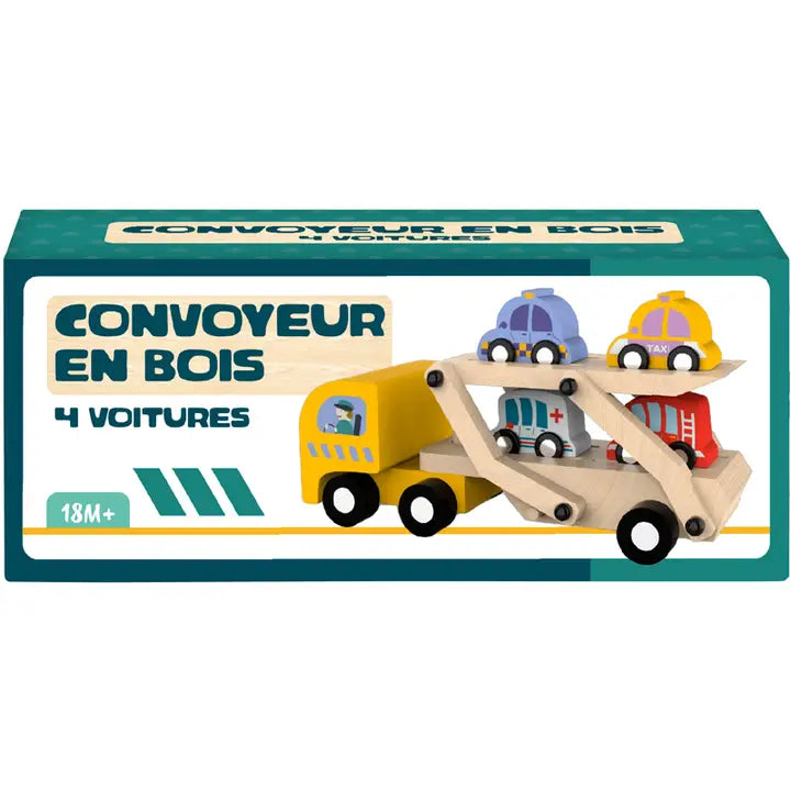 Camion en bois + 4 voitures